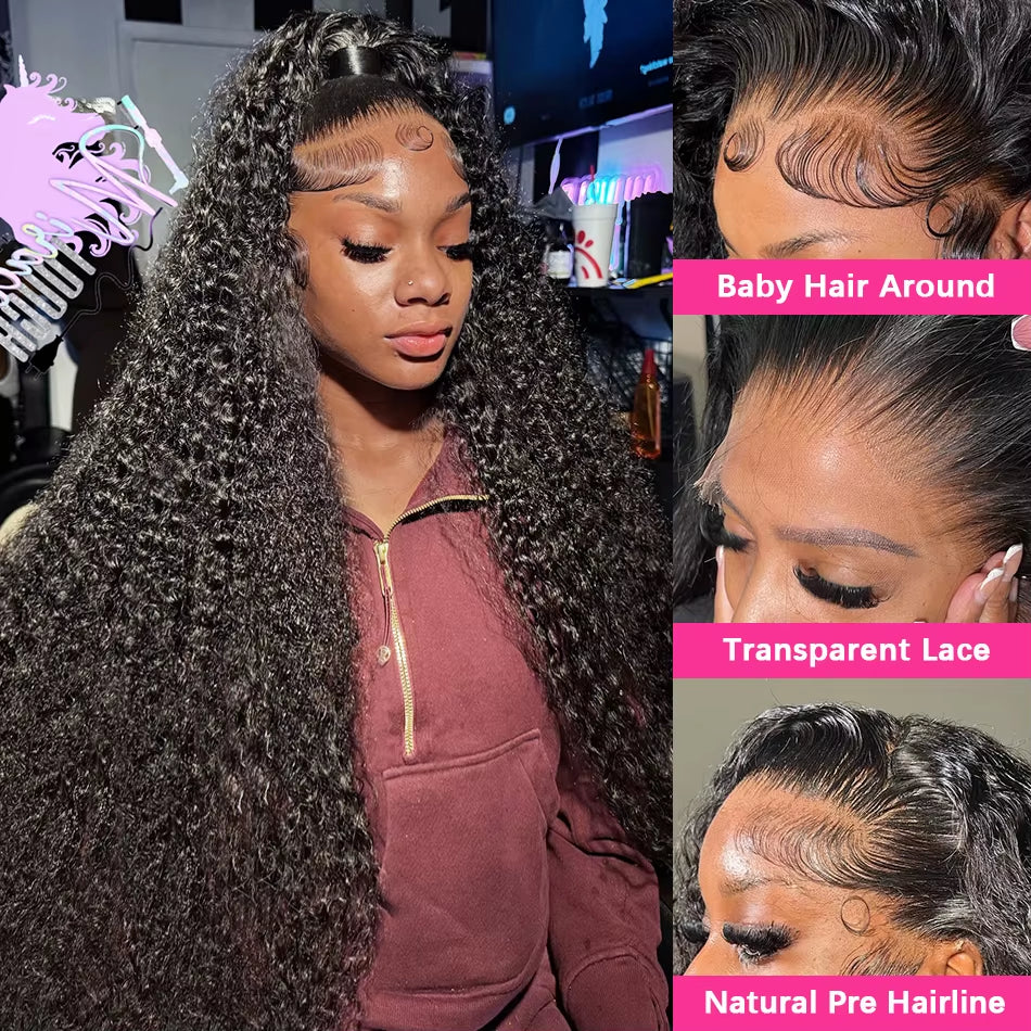 34 36Inch Hd 13X4 13X6 Curly Wigs Deep Wave Frontal Wig Brazilian Curly Human Hair Wig Loose Water Wave Wig for Women