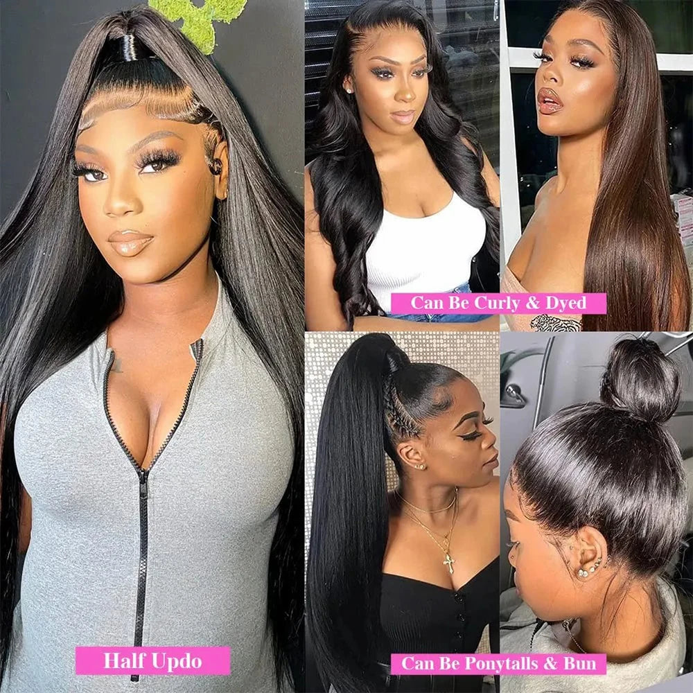 30 40 Inch 13X4 13X6 Straight Lace Frontal Wigs 360 Front Human Hair Wig 4X4 5X5 Closure Wig Pre Plucked for Women 250 Density