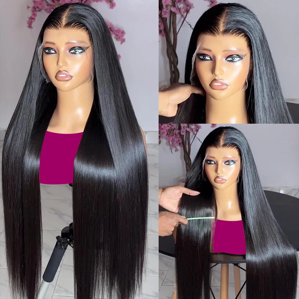 30 40 Inch 13X4 13X6 Straight Lace Frontal Wigs 360 Front Human Hair Wig 4X4 5X5 Closure Wig Pre Plucked for Women 250 Density